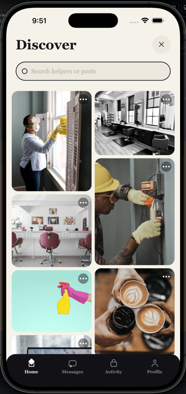 Discover screen in the Blyth app